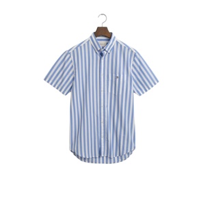 GANT Regular Fit Striped Classic Poplin Short Sleeve Shirt